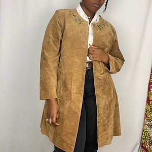 Retro Tan Leather Coat